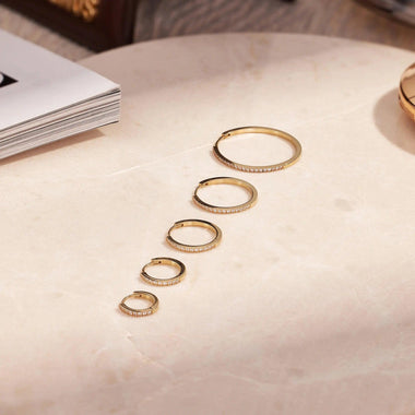 14 Karat Gold Pavé Cubic Zirconia Medium Hoops (18mm) - 8