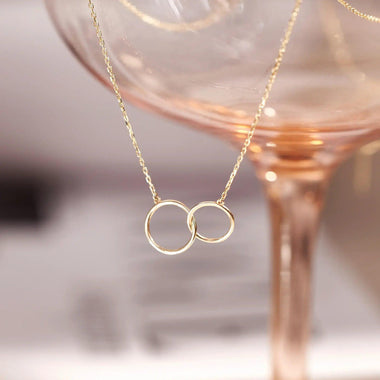 14 Karaat Goud Linked Infinity Pendant Ketting - 11