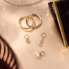14 Karat Gold Cubic Zirconia Icicle Hoop Charm - 5