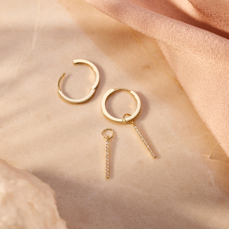 Pavé Cubic Zirconia Bar Hoop Charm