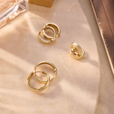 14 Karat Gold Chunky Huggie Hoops (12mm) - 8