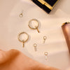 14 Karat Gold Bold Diamond Cut Bar Hoop Charm - 9