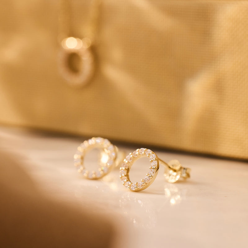 Pavé Cubic Zirconia Open Halo Studs