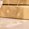 Or 14 Carats Collier Pendentif Bar Zircon Pavé - 6
