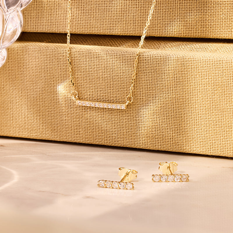 Collier Pendentif Bar Zircon Pavé