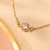 14 Karat Gold Stationed Bezel Set Cubic Zirconia Necklace - 6