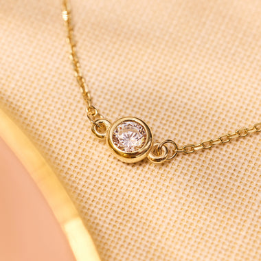 14 Karat Gold Stationed Bezel Set Cubic Zirconia Necklace - 5