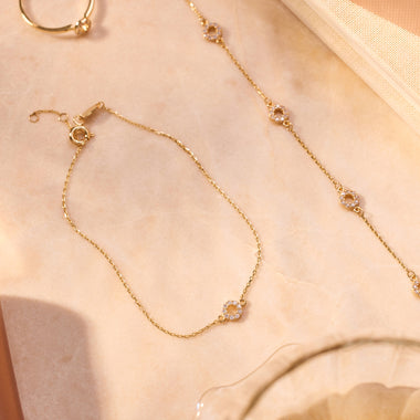 14 Karat Gold Pavé Cubic Zirconia Open Halo Bracelet - 5