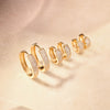 Or 14 Carats Créoles Huggie Zircon Pavé Epaisses (12mm) - 4