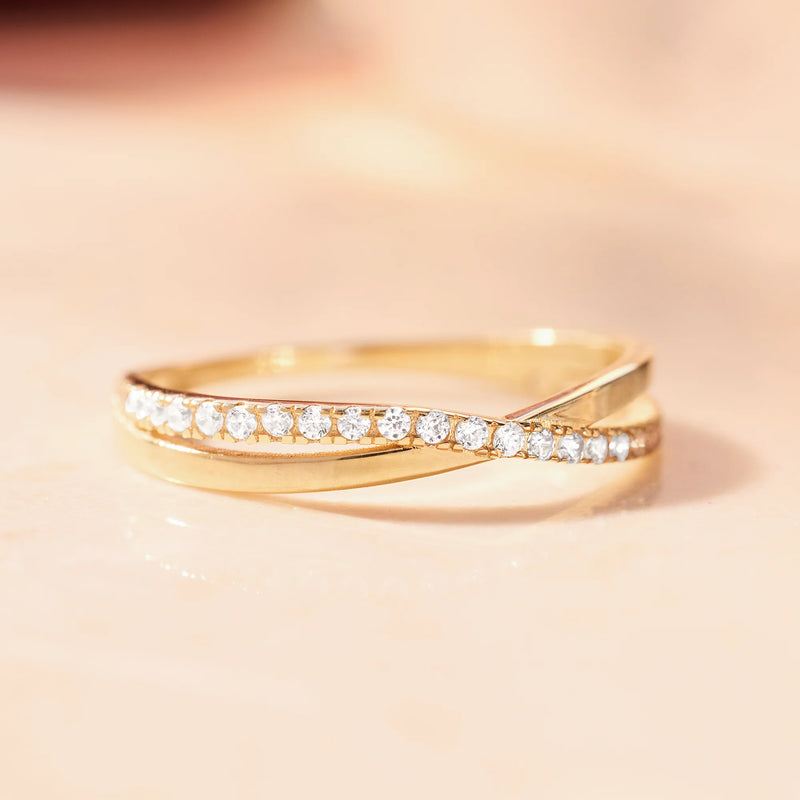 Crossover Cubic Zirconia Eternity Ring