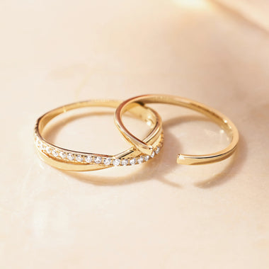 14 Karat Gold Crossover Cubic Zirconia Eternity Ring - 9
