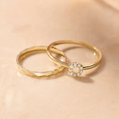 14 Karat Gold Pavé Cubic Zirconia Open Halo Ring - 5