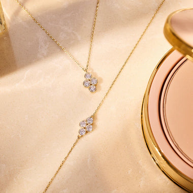 14 Karaat Goud Zirkonia Bloemen Set - 2
