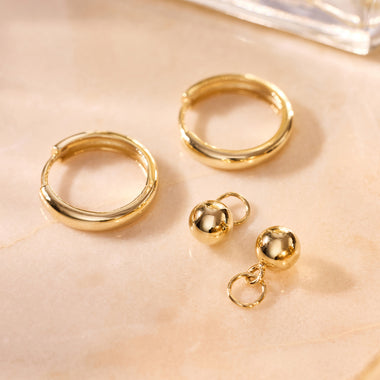 585er Gold Breite Kleine Hoops (16mm) - 7