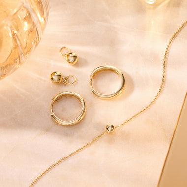 14 Karaat Goud Brede Kleine Hoops (16mm) - 9