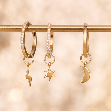 14 Karat Gold Star Hoop Charm - 9