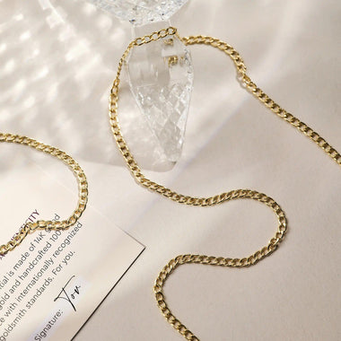 Or 14 Carats Collier Chaîne Curb - 14