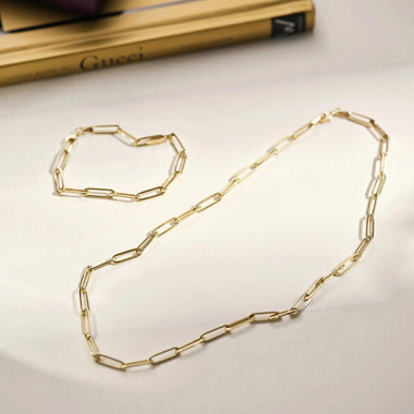 14 Karat Gold Paperclip Chain Bracelet - 10