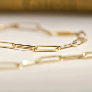 14 Karat Gold Paperclip Chain Bracelet - 8