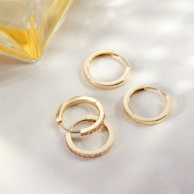 585er Gold Pavé Zirkonia Huggie Hoops (12mm) - 8