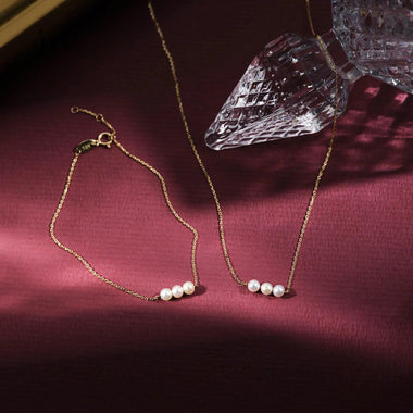 14 Karaat Goud Geschakelde Parel Ketting - 13