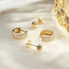 14 Karat Gold Pavé Zirconia Hoops Sphere Earrings Set - 2