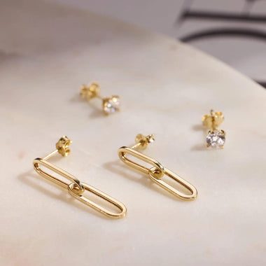 14 Karat Gold Double Paperclip Drop Earrings - 7