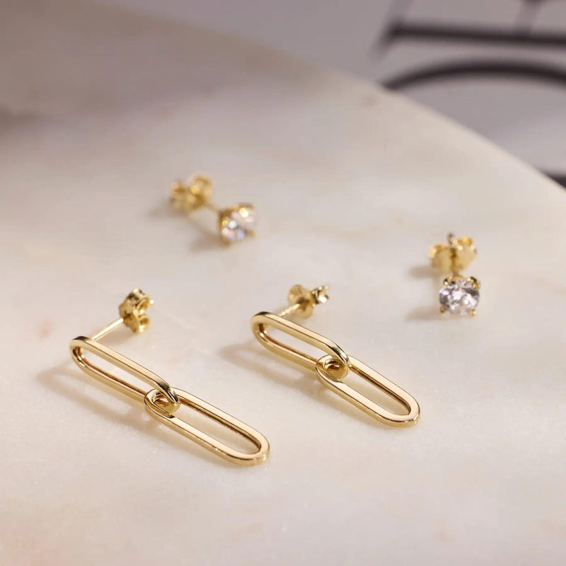 Boucles d'Oreilles Double Pendantes Trombone