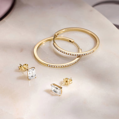 14 Karaat Goud Pavé Zirkonia Grote Hoops Oorbellen Set - 2