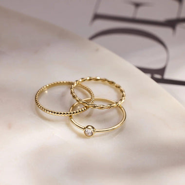 585er Gold Essential Gedrehter Stapelring - 9