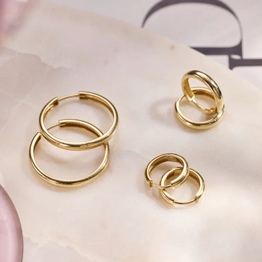 14 Karat Gold Bold Medium Hoops (19mm) - 12