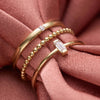 585er Gold Vertikal Baguette Cut Zirkonia Ring - 9