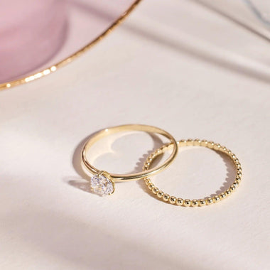 14 Karaat Goud Bolletjes Aanschuifring - 10