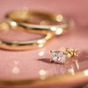 14 Karat Gold Oval Cut Cubic Zirconia Studs - 8