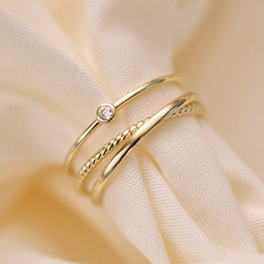 585er Gold Mini Zirkonia Ring - 5