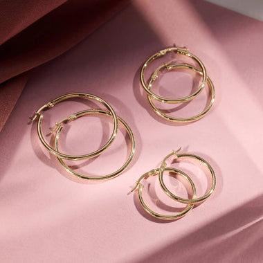 14 Karat Gold Tube Medium Hoops (24mm) - 7