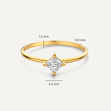 14 Karaat Goud Square Cut Zirkonia Ring - 6