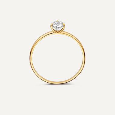 14 Karaat Goud Three Prong Round Cut Zirkonia Ring - 6