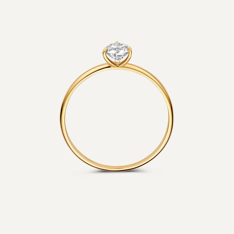 Three Prong Round Cut Cubic Zirconia Ring