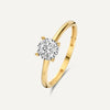 14 Karat Gold Four Prong Round Cut Cubic Zirconia Ring - 1