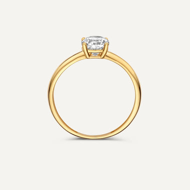 585er Gold Four Prong Round Cut Zirkonia Ring - 6