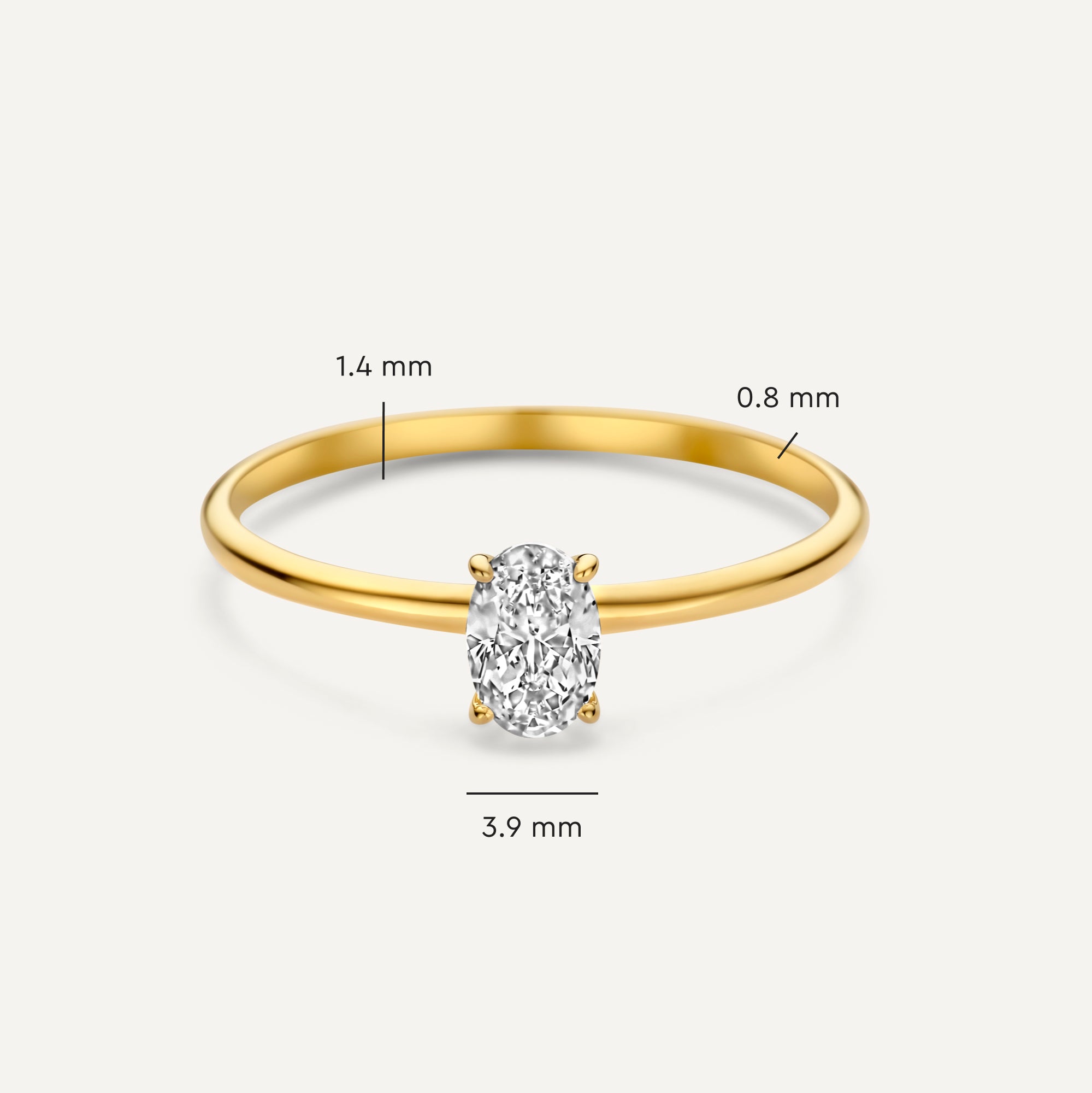 ●VVV● Square Cubic Tennis Ring 21FWRG014 Gold Oval Cut Cubic Zirconia Ring of 14 Karat Gold for Women