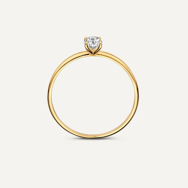 ●VVV● Square Cubic Tennis Ring 21FWRG014 Gold Oval Cut Cubic Zirconia Ring of 14 Karat Gold for Women