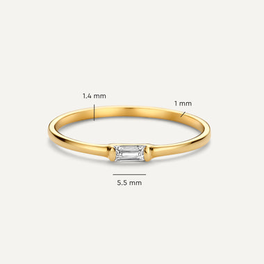 14 Karaat Goud Baguette Cut Zirkonia Ring - 5