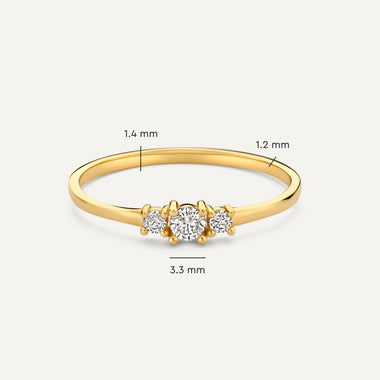 14 Karaat Goud Zirkonia Trilogie Ring - 5