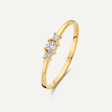 14 Karat Gold Cubic Zirconia Trilogy Ring - 1