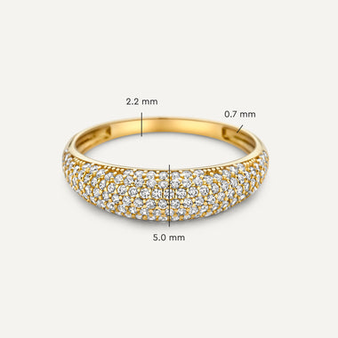 585er Gold Pavé Zirkonia Dome Ring - 6