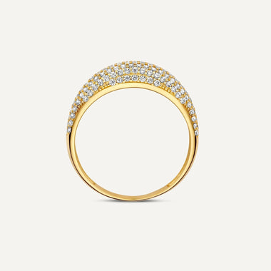 585er Gold Pavé Zirkonia Dome Ring - 7