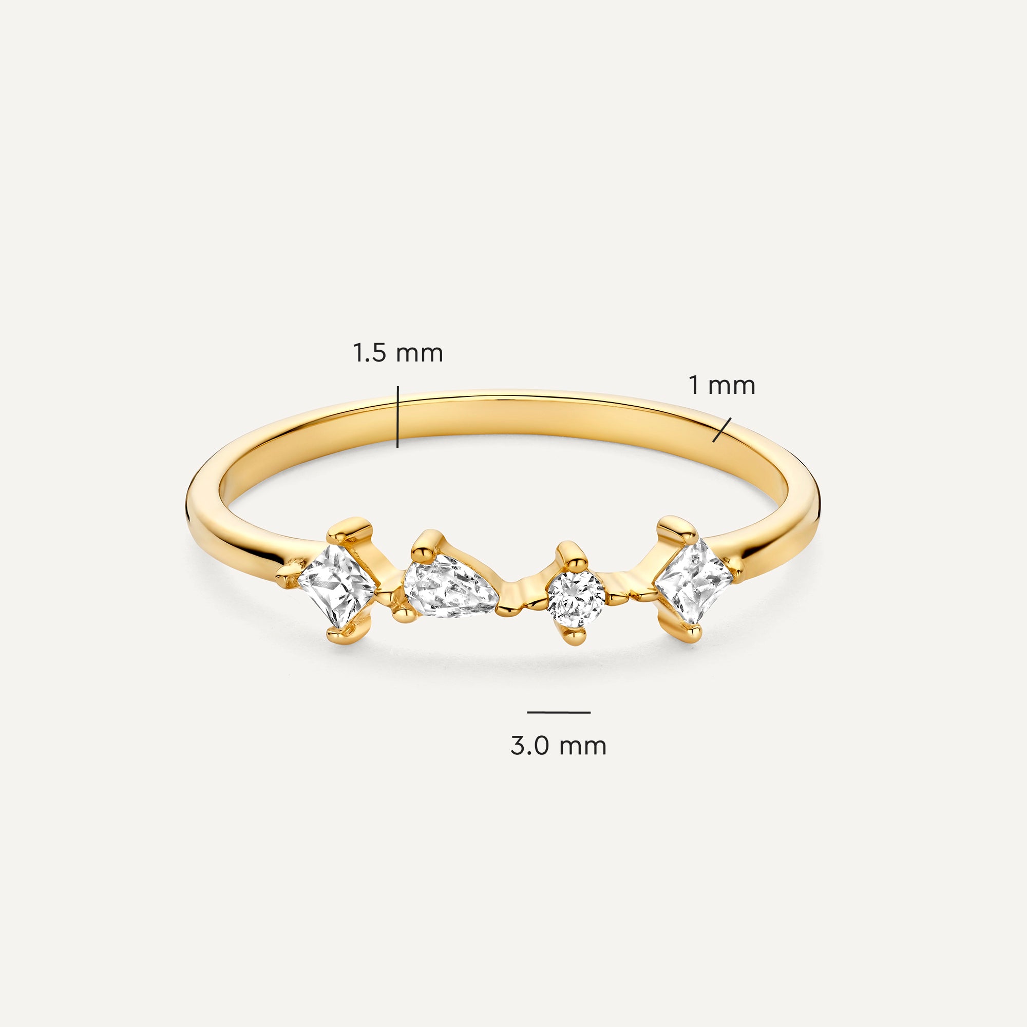 Dazzling Cubic Zirconia Statement Ring for Women in 14k Gold