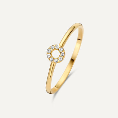 14 Karat Gold Pavé Cubic Zirconia Halo Ring - 1